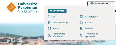 Copie d'écran des services numériques de l'UPVD